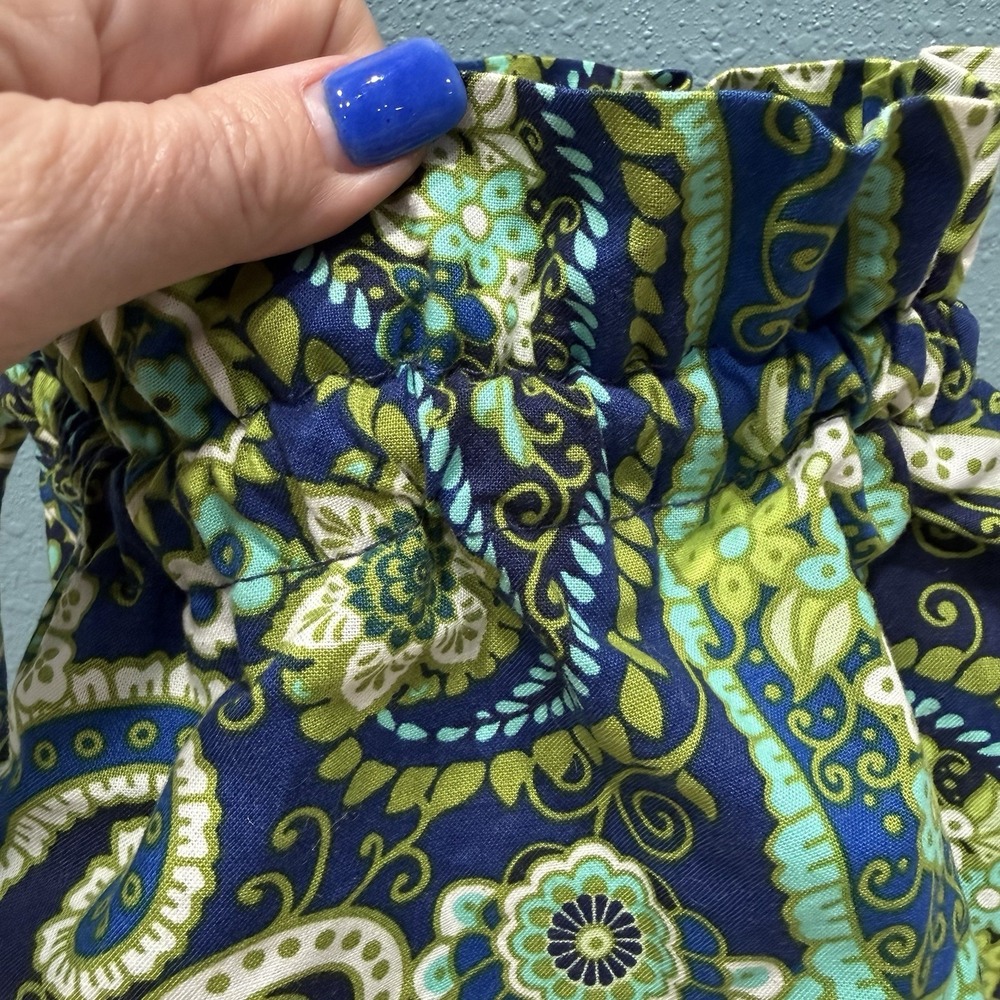 Vera Bradley Rhythm & Blues Drawstring Ditty Bag Water Resistant Lined Beach Bag - Picture 3 of 7